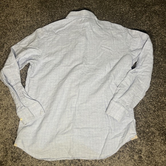 Banana Republic Shirt Men Blue Check Linen Blend Long Sleeve Button Up Large - Picture 8 of 8